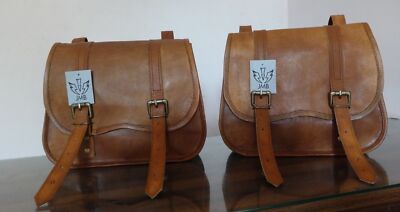 2 Seitentaschen aus braunem Leder, Motorrad-Seitentasche, Satteltaschen,...