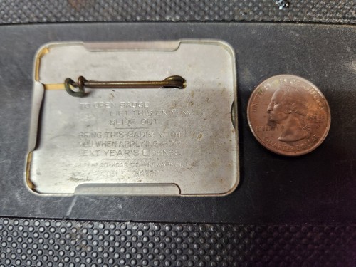 Antique 1948 Maryland State Angler's Fishing License. Non-Resident. Badge Button - Afbeelding 3 van 5