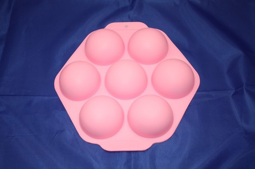 3Pcs Large Round Shape Semi Sphere Silicone Cake Mold 7 Holes Brown, Blue, Pink - Picture 9 of 9