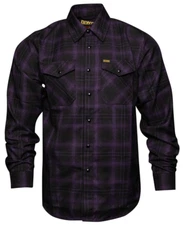DIXXON Flannel "Family Jewels" Men’s 2XL XXL Plaid Snap Button Purple Shirt