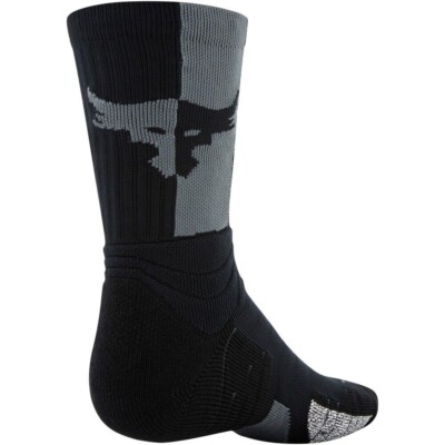 Training Crew Socks XL 12-16 NEW Black/Gray Under Armour Project Rock Playmaker
