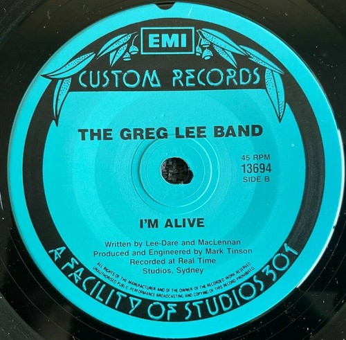THE GREG LEE BAND I'M ALIVE PIC SLEEVE 1985 AUSTRALIAN 7" SINGLE - Bild 3 von 9