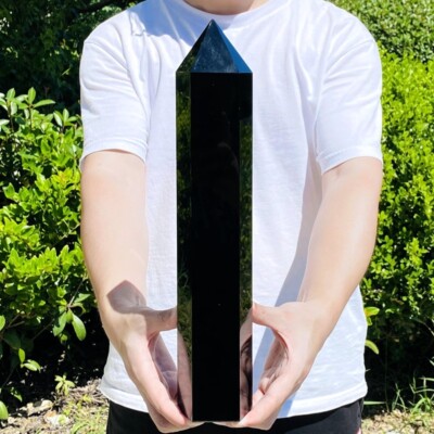 5.18LB Natural obsidian crystal obelisk quartz crystal energy column