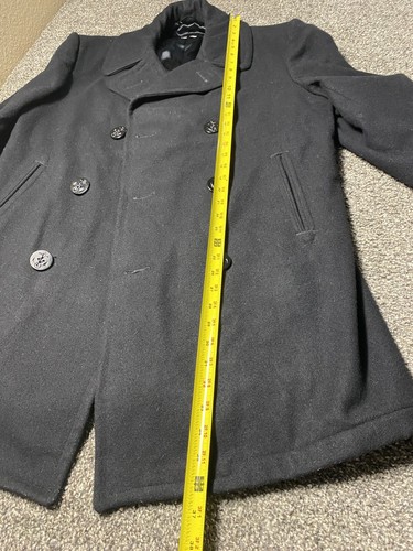 Vintage Wool Peacoat Mens 40L Black Military US Navy Made in USA - Picture 3 of 7