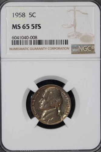 1958 Jefferson Nickel NGC MS65 5FS Full Steps *DoubleJCoins* - 6008-41