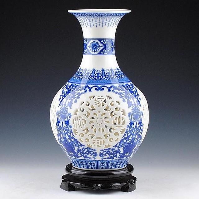 A PAIR DELICATE CHINESE BLUE AND WHITE PORCELAIN VASE DOUBLE HAPPINESS NR01