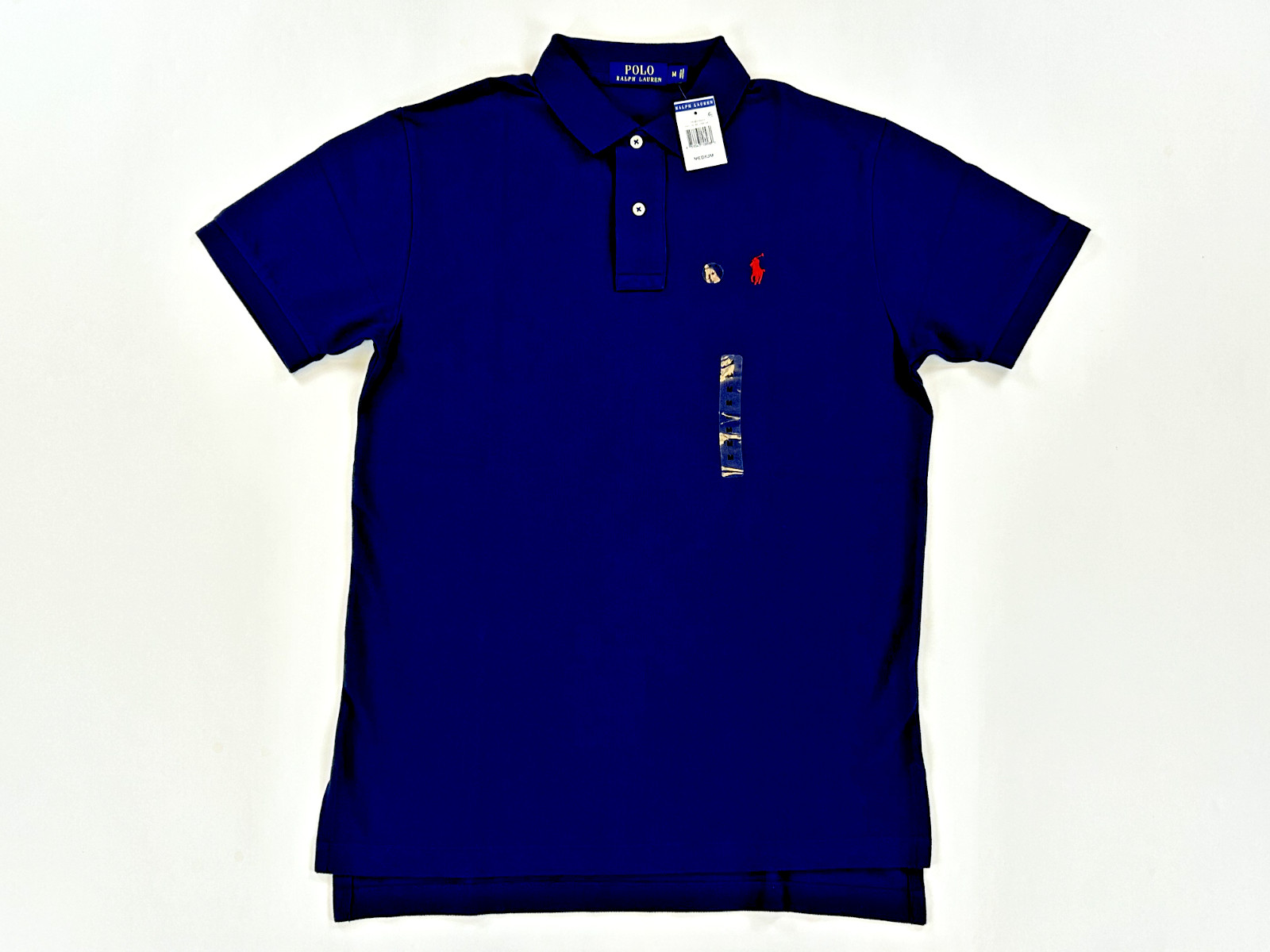 Однотонная рубашка поло Polo Ralph Lauren с коротким рукавом - Темно-синий (красный) - Размер: Средний