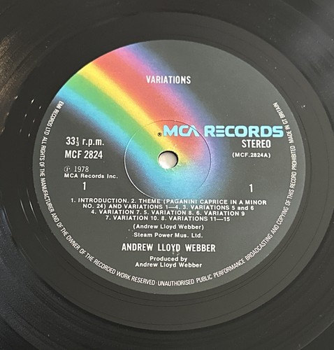 Andrew LLoyd Webber - Variations - 12" Vinyl Album 1978 Symphonic Rock Album - Imagen 4 de 8