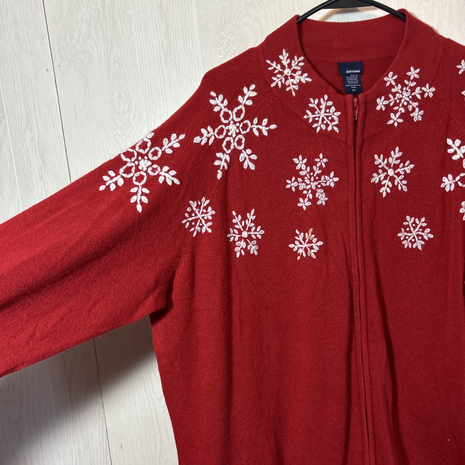 basic editions Plus 3X Red Zip Front Cardigan Swe… - image 2