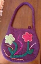 BORSA FATTA A MANO LANA COTTA VIOLA