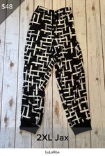 LuLaRoe BRAND NEW Jax Jogger Drawstring Pants 2XL Black & White