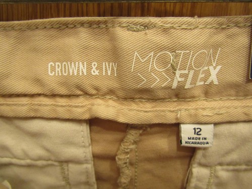 NWT YOUTH GIRLS CROWN & IVY MOTION FLEX BEIGE PANTS SIZE 12 INSEAM 29" - Picture 4 of 8