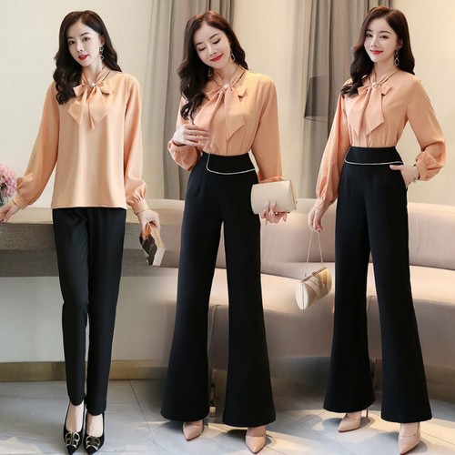 Elegante raffinato Tailleur completo donna nero rosa pantalone camicia  W9006 | eBay