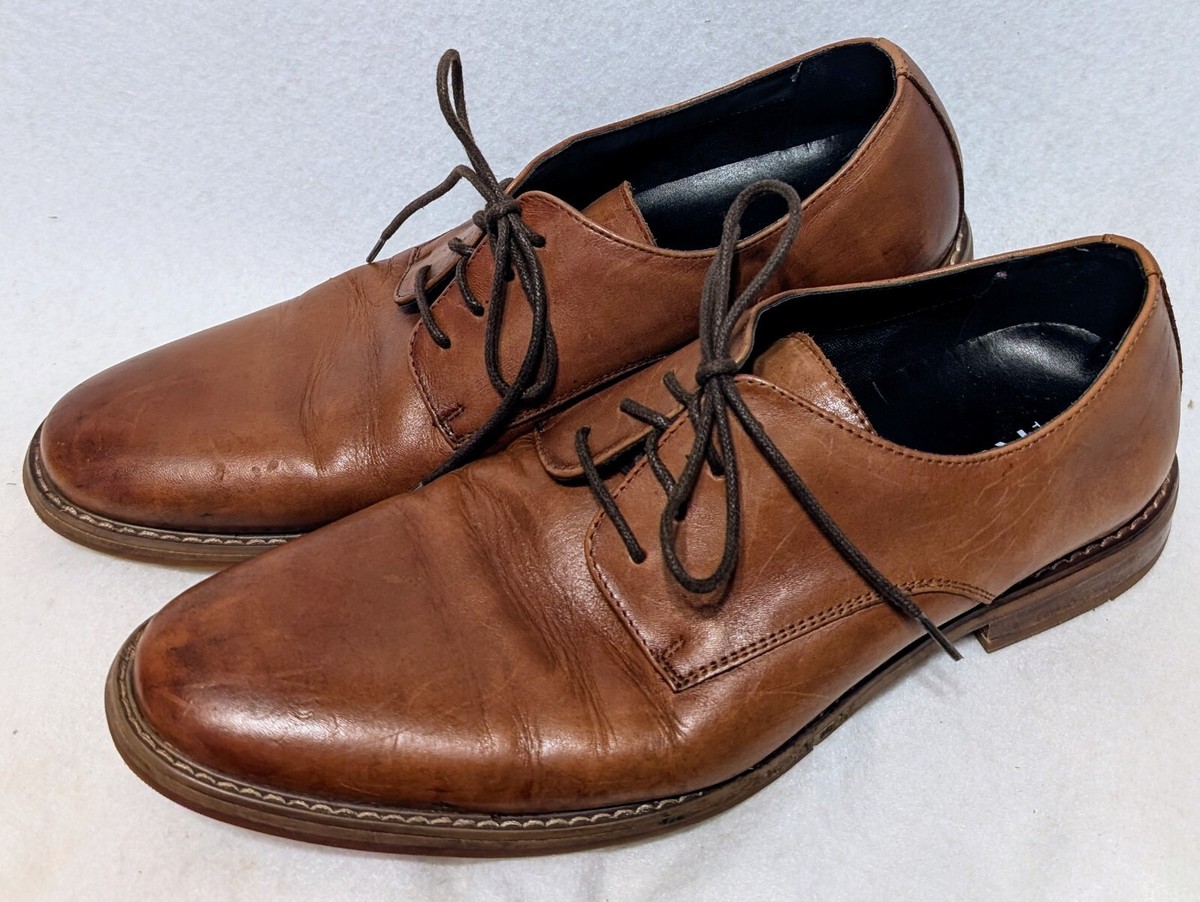 The Rail Brown Leather Plain Toe Oxfords Lace Dress Shoes 