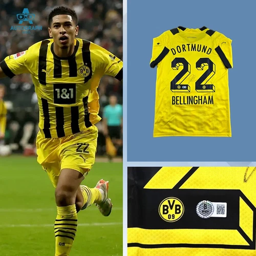 Jude Bellingham Signed Dortmund 2022 Home Jersey W/ COA Beckett BAS