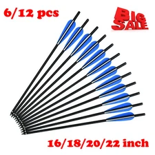 6/12X Crossbow Bolts Carbon Shaft Arrows Hunting Archery Half Moon Nock 16-22 in