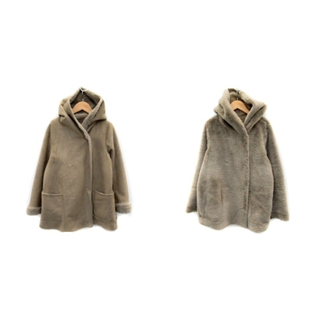 Urban Research Faux Mouton Coat Fur Reversible Short Length Hooded  