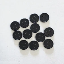 24 Buttons Black Plastic 6-Hole Sew Through Sewing 15 mm #BK32