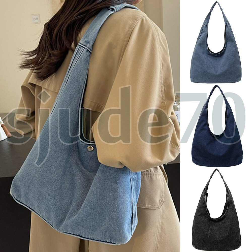 Women Denim Shoulder Bag Vintage Jean Purse Casual Hobo Travel