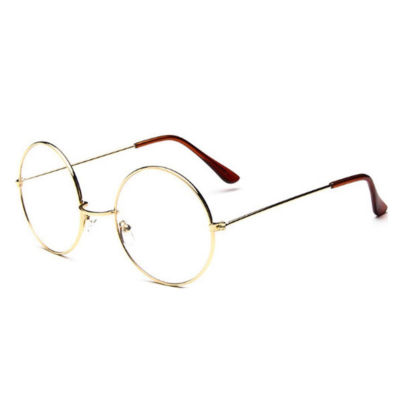 Gold Framed Eyeglasses-Unisex-Round Clear Lenses-John