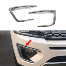 Chrome Front fog lamp Light Eyebrow Cover Trim Fit for 2018-2020 Ford Expedition