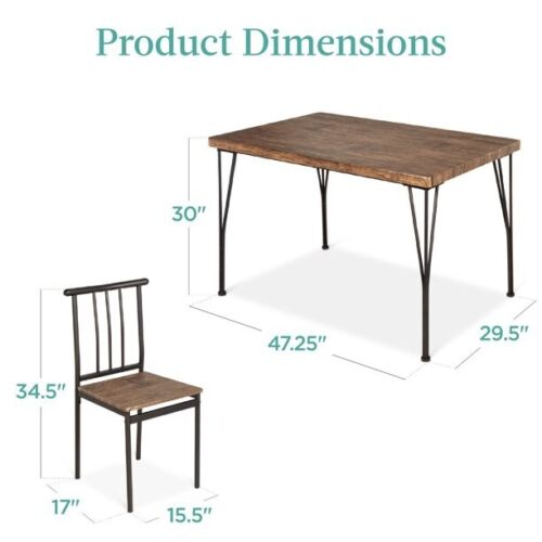 Best Choice Products 5-Piece Indoor Modern Metal Wood Rectangular Dining Table - Picture 7 of 7