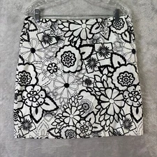 Madison Studio Black White Floral Skirt Lined Cotton Blend Size 10