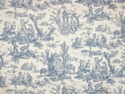 Pierre Frey Satin Countances Positif Panel Print 100% Cotton Toile Blue