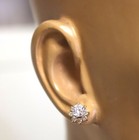 New 14k white gold .80ct SI3 G round diamond Halo stud earring jackets enhancer — photo 8