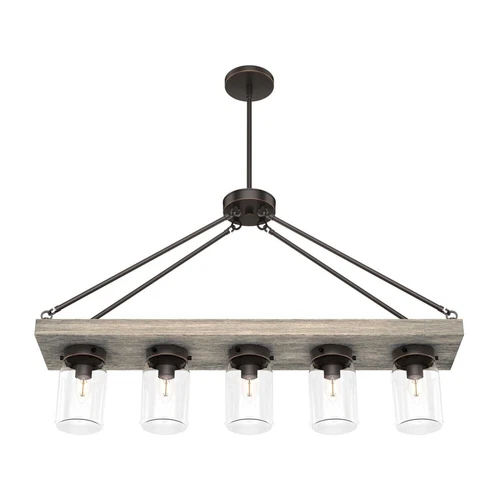 Hunter Devon Park 5 Light Linear Chandelier Ceiling Fixture Farmhouse Rustic - Picture 1 of 3