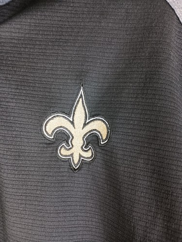 Men's Antigua New Orleans Saints Heather Black Tempo Half-Zip Pullover Jacket LG - Picture 2 of 6