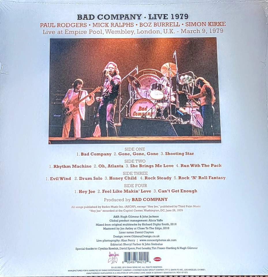 BAD COMPANY LIVE 1979 - ORANGE VINYL LP  " NEW, SEALED " RSD EXCLUSIVE - Image 2 of 2