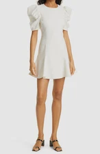 $2289 Likely Women's Ivory Short Puff-Sleeve Jewel Neck Fit & Flare Dress Size 6