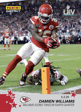 DAMIEN WILLIAMS SCORES TWICE IN 4th PANINI INSTANT SUPER BOWL LIV 2020 CARD #184