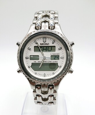 Seiko Chronograph World Time H021-3050 Diver Type Quartz Mens