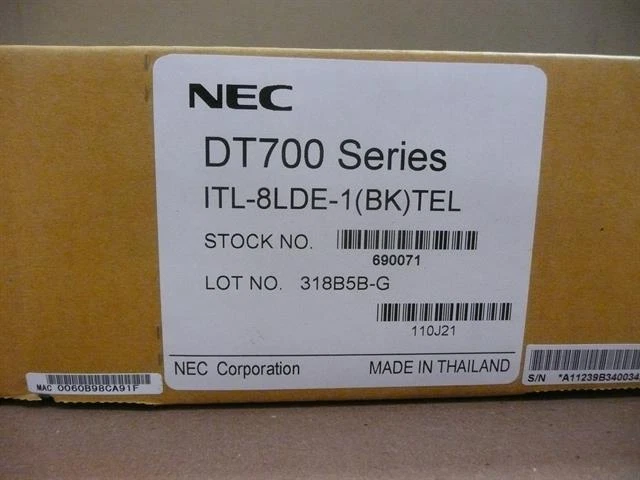 New NEC DT710 ITL-8LDE-1 690071 Black 8 Button Self-Labeling VoIP Telephone with - Image 3 of 3