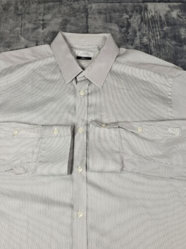 Authentic Gianni Versace Dress Shirt Men 17.5 Striped Formal Button Preppy White - Picture 6 of 16