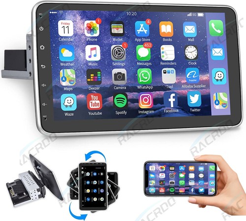 Single 1DIN Rotatable 10.1'' Android 13 Car Stereo GPS Navi Wifi Radio + Camera - Picture 2 of 21