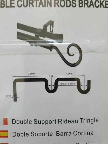 Soporte de pared para varilla de doble cortina de metal de alta resistencia 19 mm - Imagen 10 de 18