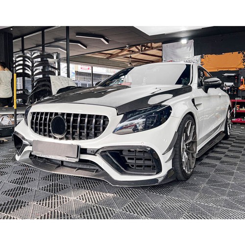 For Mercedes W205 C205 C63 2015-21 Real Carbon Front Bumper Splitters Side Fins - Picture 8 of 15