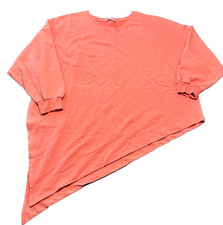 Zara Women's Large Pink Asymmetrical Crewneck Sweatshirt Active Oversized Top