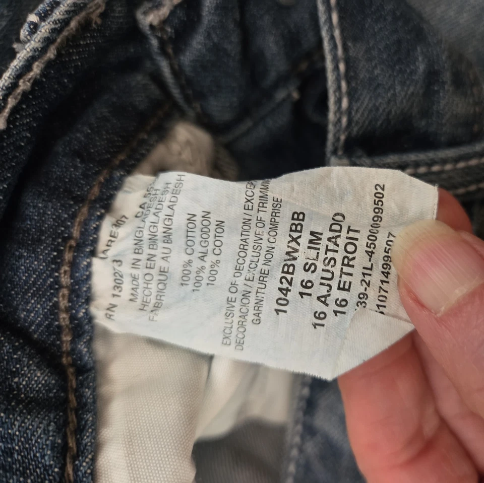 Pantalones de mezclilla vaqueros ajustados Wrangler 20x para niños talla 16 bonitas costuras excelente estado Foto 4 de 4