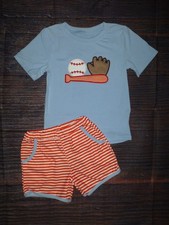 NEW Boutique Baseball Boys Short Sleeve Shorts Outfit Set