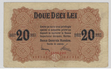 ROMANIA/ROMANIA 20 LEI 1917 WITH STAMP RARE! VF
