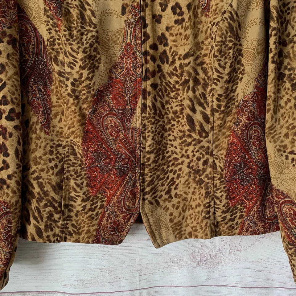 Requirements Paisley Leopard Print Blazer Jacket Full Zip Long Sleeve Size 10 - Image 4 of 4