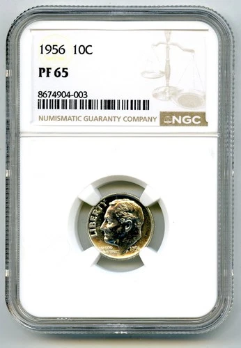 1956 10C ROOSEVELT SILVER PROOF DIME - NGC PF65 COIN