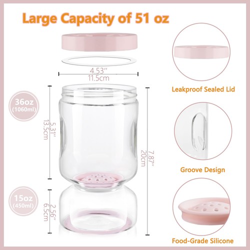 Glass Pickle Jar with Strainer Flip, 2 Pack Pickle Container Olive Hourglass ... - Picture 3 of 9