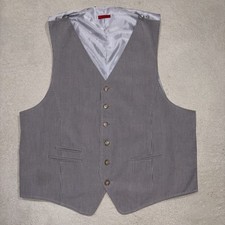 John Varvatos USA Mens Gray Stripe Dress Serge Vest Sz M