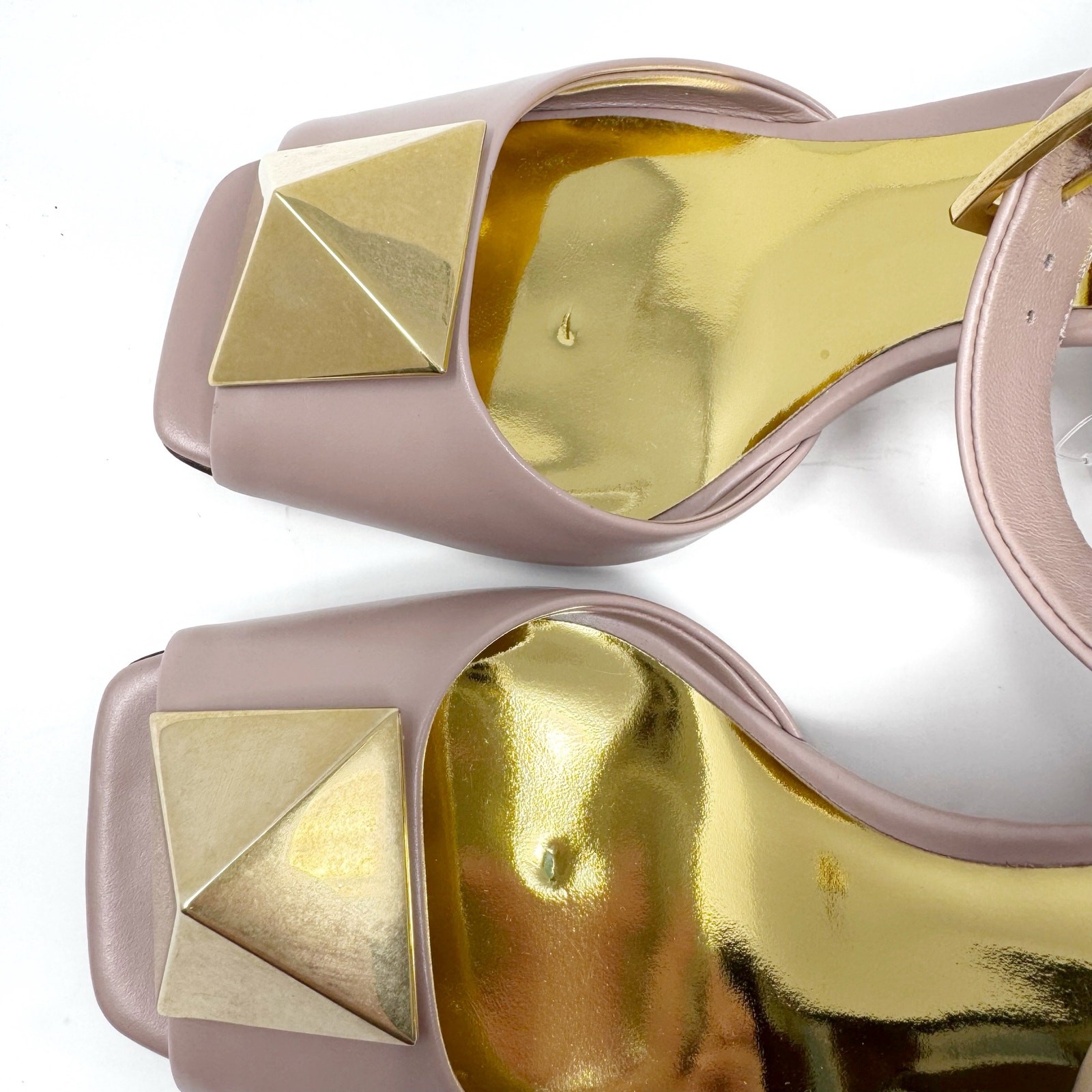 Valentino Garavani One Stud Block Heel Sandals Pink Leather Heels EU 36.5 thumbnail 7