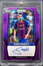2025-26 Panini Prizm FIFA Sergio Busquets Signatures Purple Auto Jersey # 5/10